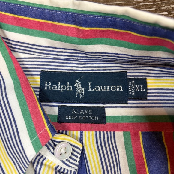 Ralph Lauren Shirt Men's XL Multicolor Striped Button Down Preppy Casual - Picture 4 of 7